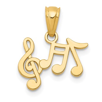 14k Polished Music Notes and Treble Clef Pendant
