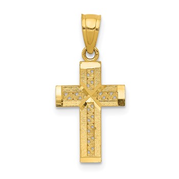 14k Diamond-cut with -X- Center Cross Pendant
