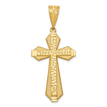 14k Diamond-cut Nugget Center Cross Pendant