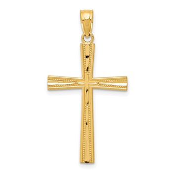14k Reversible Satin/Diamond-cut Cross Pendant