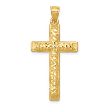 14k Diamond-cut Latin Cross Pendant