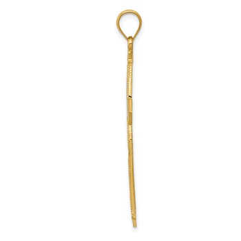 14K and White Rhodium Polished Diamond-Cut Dove Cross Pendant — alternate view