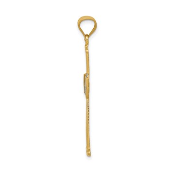 14k and White Rhodium Diamond-cut Filigree Cross Pendant — alternate view