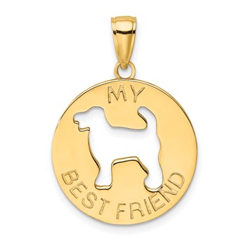 14K MY BEST FRIEND with Cut-out Dog Charm