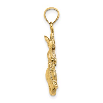 14K 2-D Kangaroo with Baby in Pouch Pendant — alternate view