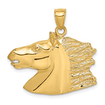 14K Polished Horse Head Charm