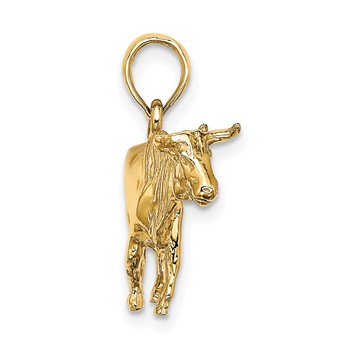 14K 3-D Bull with Horns Charm — alternate view