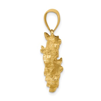 14K Triple Horse Head Racing Charm — alternate view