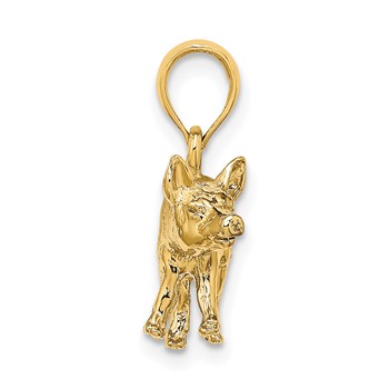 14K 3-D Textured Farm Pig Charm — alternate view