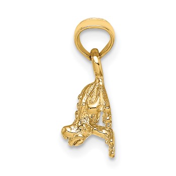 14K 3-D Textured Mini Frog Facing Down Charm — alternate view