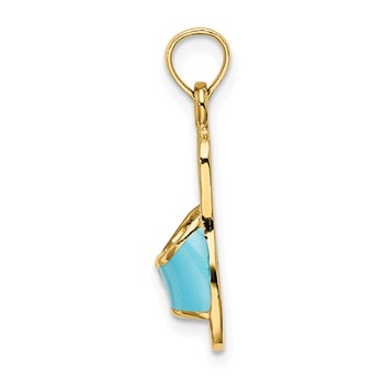 14k  3-D Aqua Enameled Summer Slipper Charm — alternate view