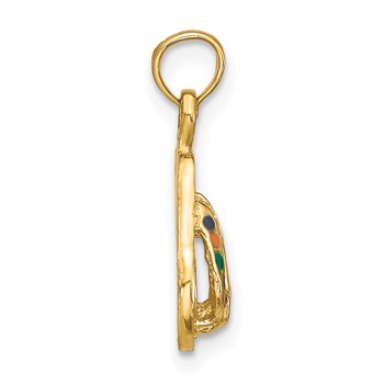 14k  3-D Multi-Color Enamel Double Flip-Flop Charm — alternate view