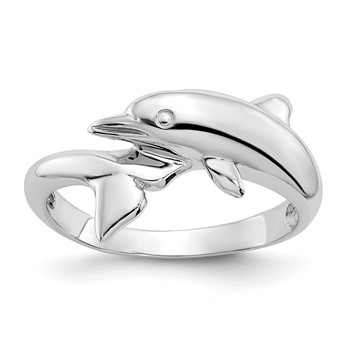14k White Gold Dolphin Bypass Ring