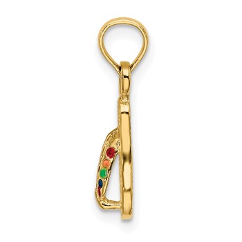 14k  3-D Multi-Color Enamel Single Flip-Flop Charm — alternate view