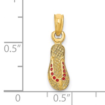 14k  3-D Red Enamel Single Flip-Flop Charm — alternate view