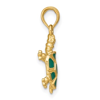 14K with Green Enamel Land Turtle Charm — alternate view