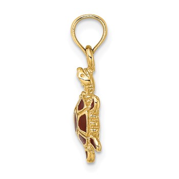14K Small 3-D Brown Enameled Tortoise Charm — alternate view