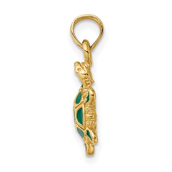 14K Small Green Enameled 3-D Land Turtle Charm — alternate view