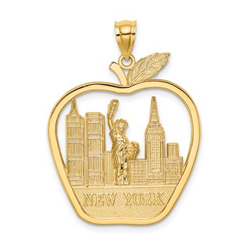 14K NEW YORK Apple with New York Skyline and Statue of Liberty Charm