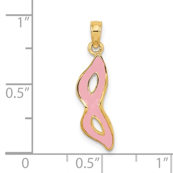 14K 3-D and Beveled with Pink Enamel Masquerade Mask Pendant — alternate view