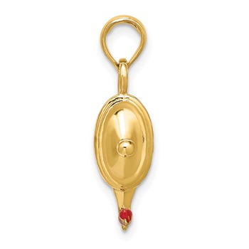 14K Red Enameled Polished 3-D Genie Lamp Charm — alternate view