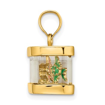 14K 3-D Moveable Enamel Fish in Aquarium Charm — alternate view