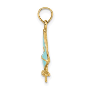 14K Aqua Enameled Windsail Surf Board Charm — alternate view