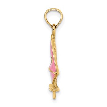 14K Pink Enameled Windsail Surf Board Charm — alternate view