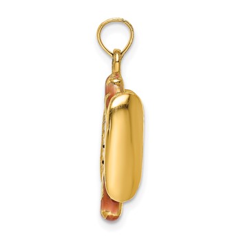 14K 3-D Multi-color Enameled Hot Dog with Bun Charm — alternate view