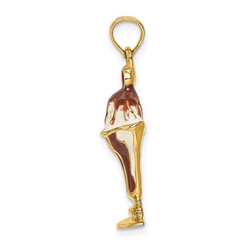 14K Brown and White Chocolate Ice Cream Sundae with Cherry Top Charm — alternate view
