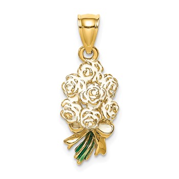 14K Enameled Bouquet of White Roses