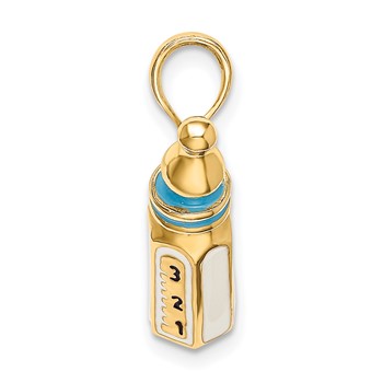14K 3-D with Blue Enamel Baby Bottle Charm — alternate view