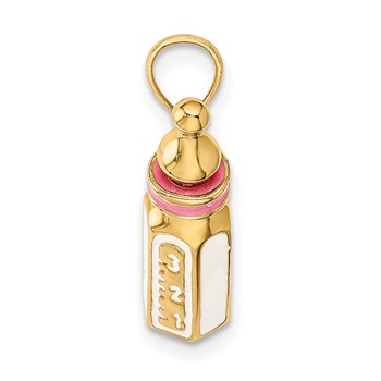 14K 3-D with Pink Enamel Baby Bottle Charm — alternate view