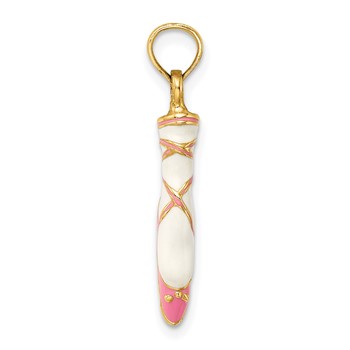 14K 3-D Pink and White Enameled Ballet Shoe Charm — alternate view