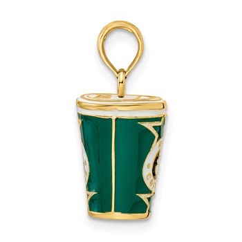 14k 3-D Multi-color Enameled Coffee Cup Charm — alternate view
