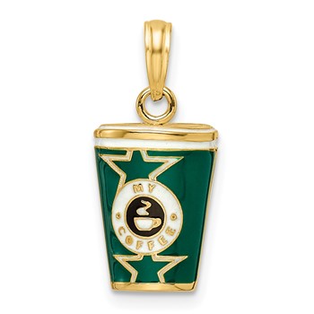 14k 3-D Multi-color Enameled Coffee Cup Charm