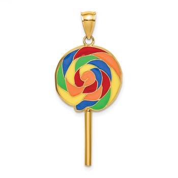 14K 3-D Multi-Color Enameled Lollipop Charm
