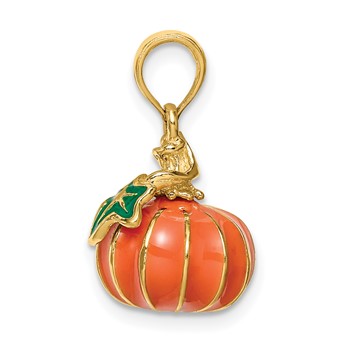 14K 3-D Enameled Pumpkin Charm — alternate view