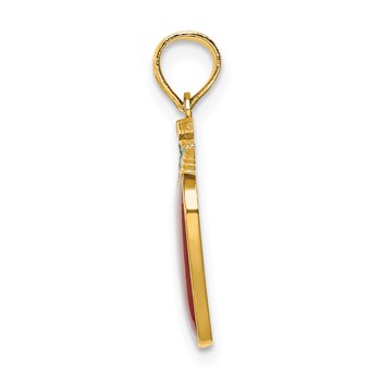 14K Enameled Red Delicious Apple with Stem and Leaf Charm — alternate view