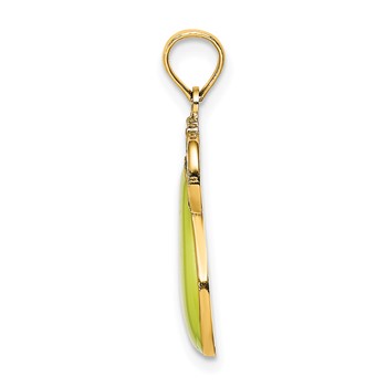 14K Yellow and Green Enameled Pear With Stem and Leaf Charm — alternate view