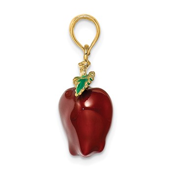 14K Enameled 3-D Red Delicious Apple Charm — alternate view
