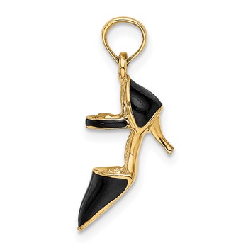 14K 3-D Black Enamel Closed Toe High Heel Charm — alternate view