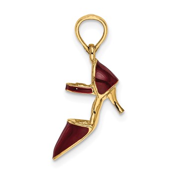 14K 3-D Maroon Enamel Closed Toe High Heel Charm — alternate view