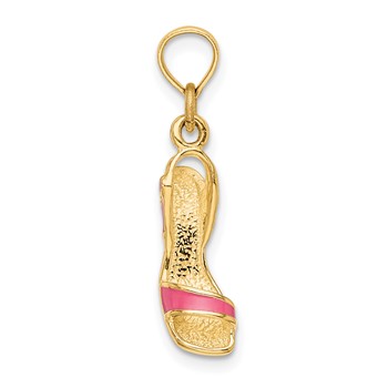 14K 3-D Pink Enamel Open Toe High Heel Charm — alternate view
