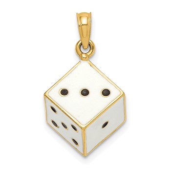 14K 3-D Enamel Dice Charm