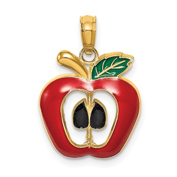 14K w/ Enamel 2-D Cut-Out Apple Charm