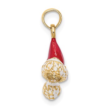 14K 3-D Red and White Enameled Santa Hat Charm — alternate view