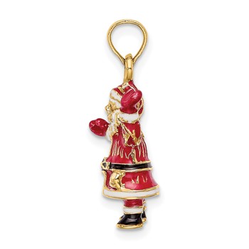 14K 3-D Enameled Santa Charm — alternate view