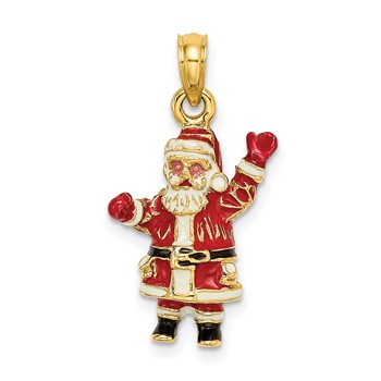 14K 3-D Enameled Santa Charm