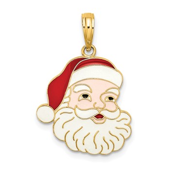 14K Enameled Santa Face Charm